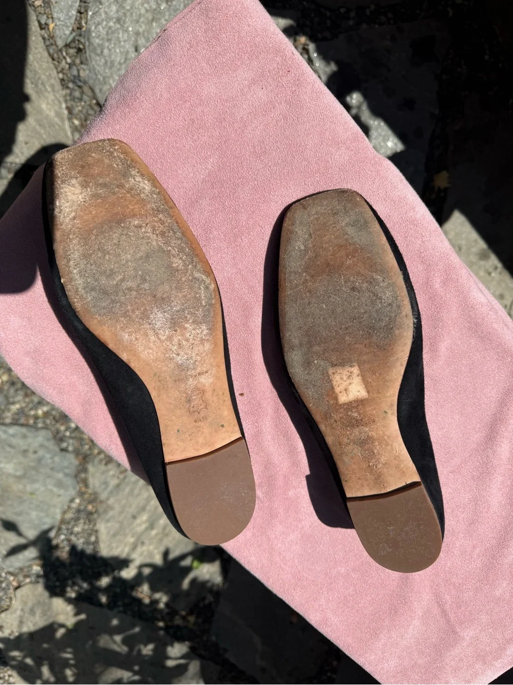 Tory Burch Black Suede Logo Ballet Flats